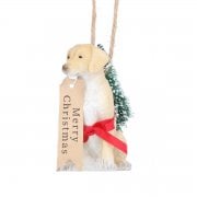 Gisela Graham Labrador Dog with Merry Christmas Wreath Christmas Tree Decoration