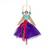 Gisela Graham Large Colourful Carnival Fairy (Purple Skirt) Christmas Tree Decoration