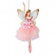 Gisela Graham Large Pink Fairy Princess (Arm Up) Christmas Tree Decoration