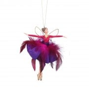 Gisela Graham Large Purple Feather Skirt Flying Fairy Christmas Tree Decoration