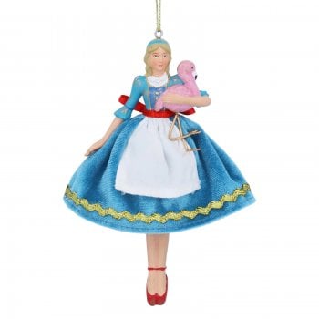 Gisela Graham  Large Resin and Velvet Alice with a Flamingo Resin Christmas Tree Decoration