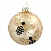Gisela Graham Matt Gold with Bees and Honeycomb Glass Bauble Christmas Tree Decoration
