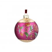 Gisela Graham Matt Plum and Gold Floribunda Glass Bauble Christmas Tree Decoration