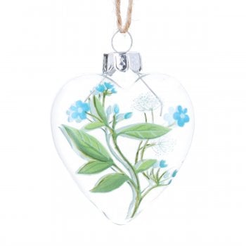 Gisela Graham  Meadow Glass Heart Hanging Spring Decoration