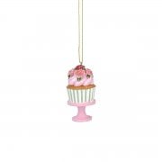 Gisela Graham Mini Resin Cake on a Stand (Green and White Stripe) Christmas Tree Decoration