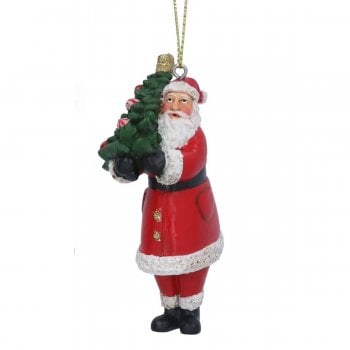 Gisela Graham  Nostalgia Santa Carrying a Christmas Tree Christmas Tree Decoration