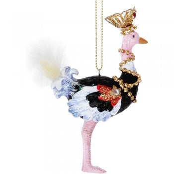 Gisela Graham  Ostrich with a Crown Christmas Tree Decoration