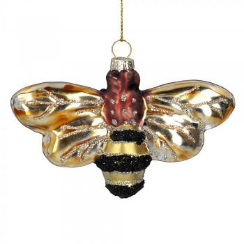 Gisela Graham  Painted Glass Bumble Bee Christmas Tree Decoration