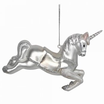 Gisela Graham  Painted Glass Unicorn Christmas Tree Decoration