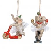 Gisela Graham Pair of Performing Circus Elephants in Tutu's Hanging Christmas Decoration