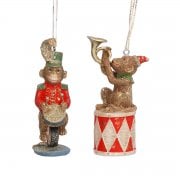 Gisela Graham Pair of Performing Circus Monkeys Playing Instruments Hanging Christmas Decoration