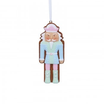 Gisela Graham  (Pale Blue) Pastel Gingerbread Nutcracker Tree Christmas Tree Decoration