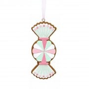 Gisela Graham Pastel Coloured Gingerbread Sweet (Pale Green) Christmas Tree Decoration