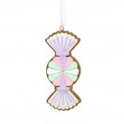Gisela Graham Pastel Coloured Gingerbread Sweet (Pale Lilac) Christmas Tree Decoration