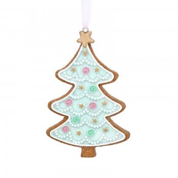Gisela Graham  Pastel Green Gingerbread Decorated Tree Christmas Tree Decoration