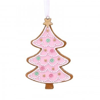 Gisela Graham  Pastel Pink Gingerbread Decorated Tree Christmas Tree Decoration