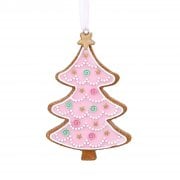 Gisela Graham Pastel Pink Gingerbread Decorated Tree Christmas Tree Decoration