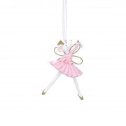 Gisela Graham Pastel Resin Ballerina Mouse with a Pale Pink Dress Christmas Tree Decoration