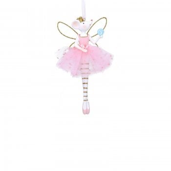 Gisela Graham  Pastel Resin & Fabric Tutu Ballerina Mouse (Pale Pink)  Christmas Tree Decoration