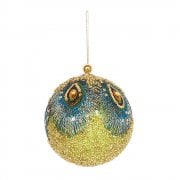Gisela Graham Peacock Embroidered and Sequin Bauble Christmas Tree Decoration