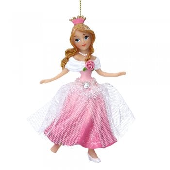 Gisela Graham  Pink Cinderella Resin & Fabric Christmas Tree Decoration