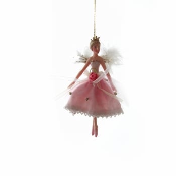 Gisela Graham  Pink Fairy Standing Princess Ballerina Christmas Tree Decoration