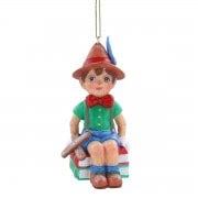 Gisela Graham Pinocchio sitting on books Resin Christmas Tree Decoration