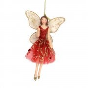 Gisela Graham Red and Gold Fairy (hand out) Christmas Tree Decoration