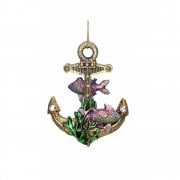 Gisela Graham Resin 'Atlantis' Gold Anchor (Purple) Christmas Tree Decoration