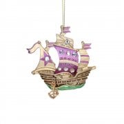 Gisela Graham Resin 'Atlantis' Gold Ship (Purple) Christmas Tree Decoration
