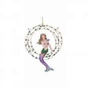 Gisela Graham Resin 'Atlantis' Mermaid in Gold Ring (Purple) Christmas Tree Decoration