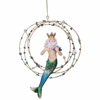 Gisela Graham  Resin 'Atlantis' Neptune in a Ring Christmas Tree Decoration
