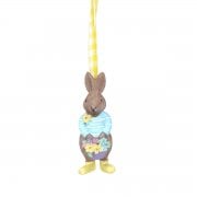 Gisela Graham Resin Bunny wearing a Blue Jumper Hanging Spring Decoration