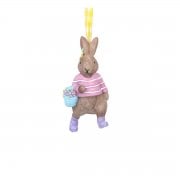 Gisela Graham Resin Bunny wearing a Pink Jumper Hanging Spring Decoration