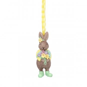 Gisela Graham  Resin Bunny wearing a Yellow Jumper Hanging Spring Decoration