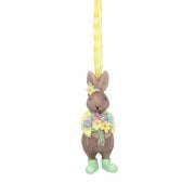 Gisela Graham Resin Bunny wearing a Yellow Jumper Hanging Spring Decoration