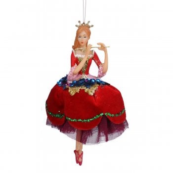 Gisela Graham  Resin & Fabric Dancing Princess (red) Christmas Tree Decoration