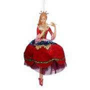 Gisela Graham Resin & Fabric Dancing Princess (red) Christmas Tree Decoration