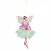 Gisela Graham Resin & Fabric Fairy Ballerina (Lilac/Green) Christmas Tree Decoration