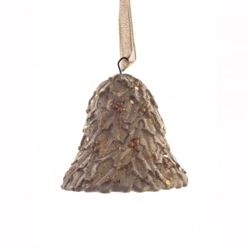 Gisela Graham  Resin Gold Sparkle Holly Bell Christmas Tree Decoration