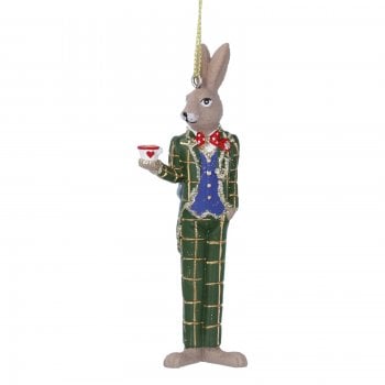 Gisela Graham  Resin Mad March Hare Christmas Tree Decoration