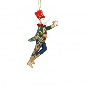 Gisela Graham  Resin Nutcracker Soldier Mouse with Green Jacket Christmas Tree Decoration