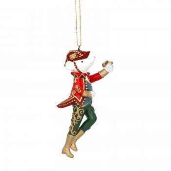 Gisela Graham  Resin Nutcracker Soldier Mouse with Red Jacket Christmas Tree Decoration