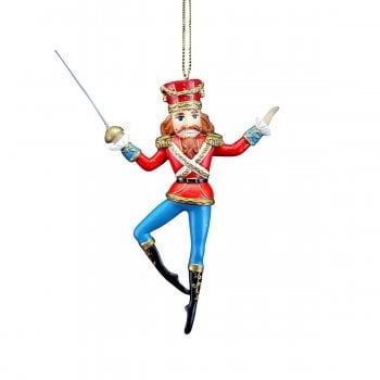 Gisela Graham  Resin Nutcracker Soldier with a Sword Christmas Tree Decoration