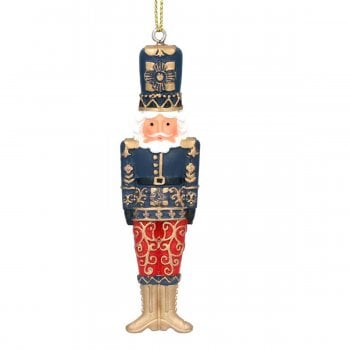 Gisela Graham  Resin Nutcracker Soldier with Blue Jacket Christmas Tree Decoration