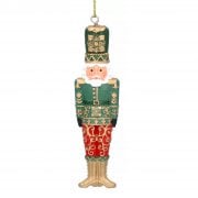 Gisela Graham Resin Nutcracker Soldier with Green Jacket Christmas Tree Decoration