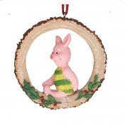 Gisela Graham Resin Piglet in a Log Ring Hanging Decoration