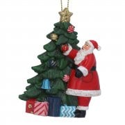 Gisela Graham Resin Santa with a Tree Christmas Tree Decoration