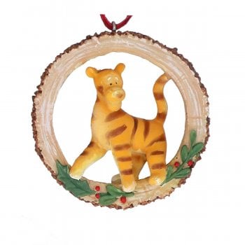 Gisela Graham  Resin Tigger in a Log Ring Hanging Decoration