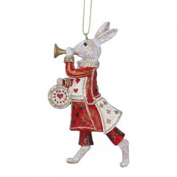 Gisela Graham  Resin White Rabbit Herald Christmas Tree Decoration